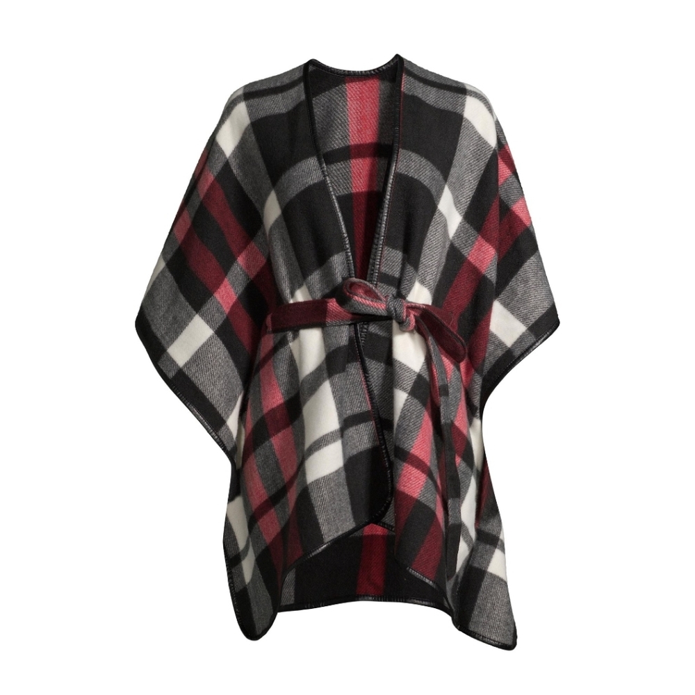 Time and Tru Women's Plaid Belted Ruana
